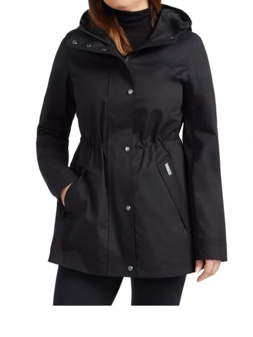 Hunter Black Hooded Utility Rain Jacket